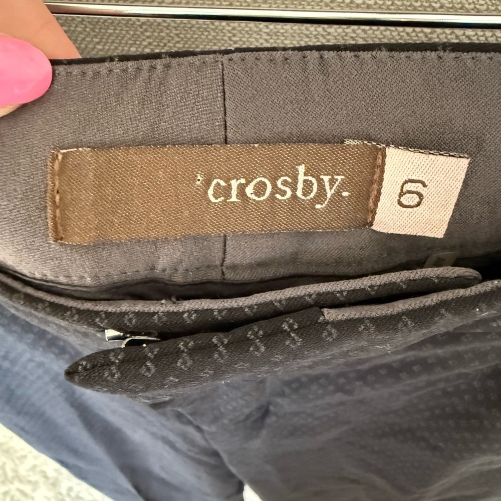 Crosby Size 6 Black Patterned Ankle Pants Slim Fit Stretch Career Workwear - Picture 5 of 8